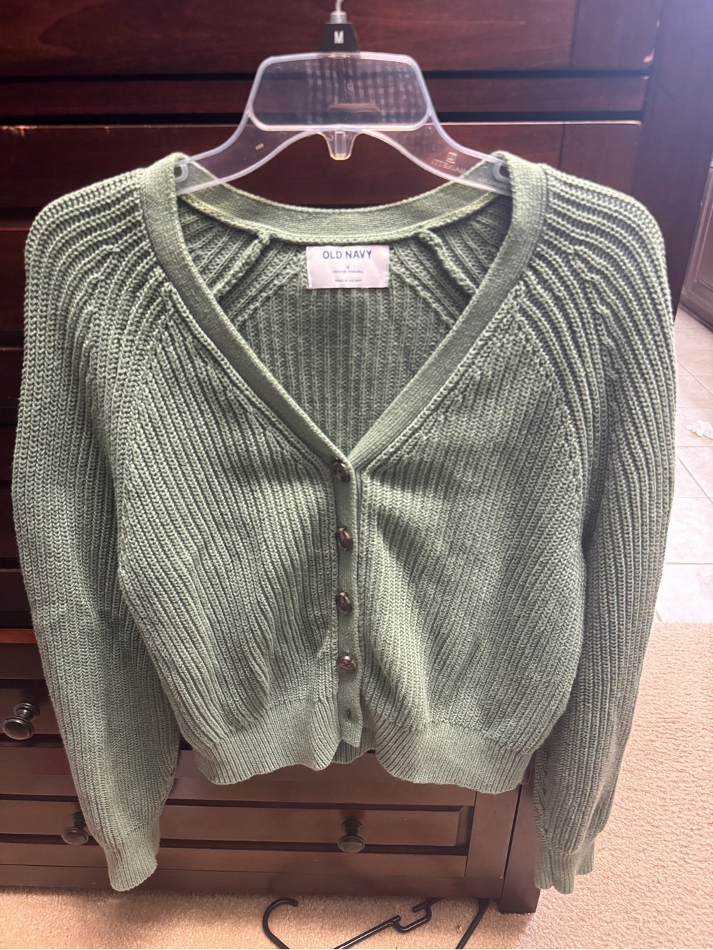 Old Navy Light Sage Green Ribbed Button Cardigan